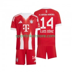 FC Bayern München Kinderset Heim trikot 2025-2026 Kurzarm Luis Diaz 14