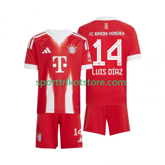 FC Bayern München Kinderset Heim trikot 2025-2026 Kurzarm Luis Diaz 14