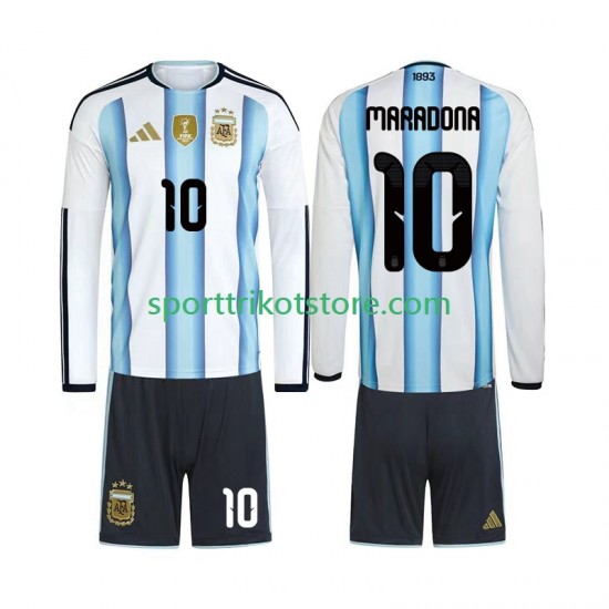 Argentinien Kinderset Heim trikot WM 2026 Langarm Maradona 10