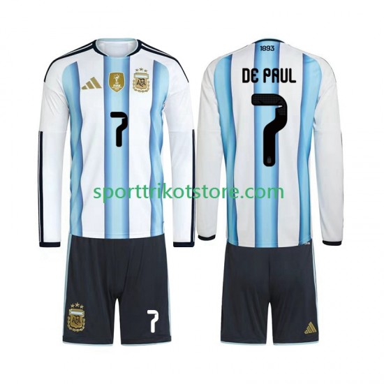 Argentinien Kinderset Heim trikot WM 2026 Langarm Rodrigo De Paul 7