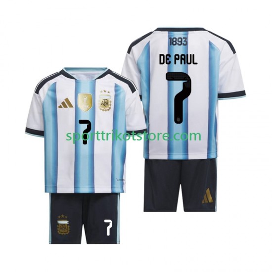 Argentinien Kinderset Heim trikot WM 2026 Kurzarm Rodrigo De Paul 7