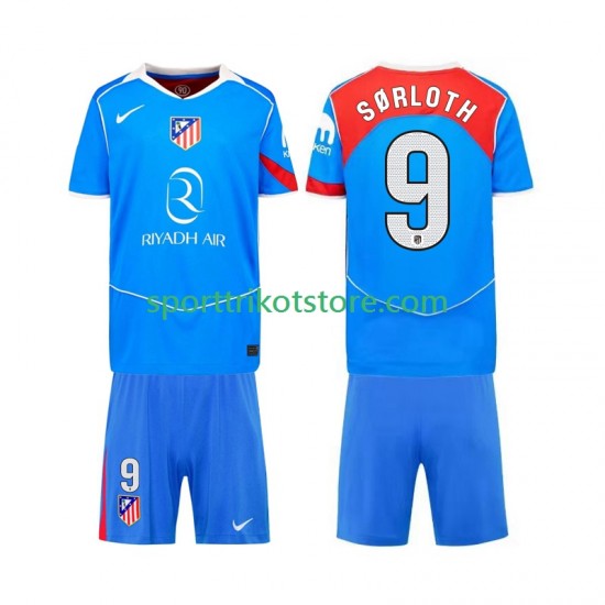Atlético Madrid Kinderset Ausweich trikot 2025-2026 Kurzarm Alexander Sorloth 9