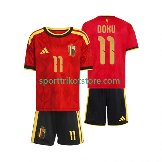 Belgien Kinderset Heim trikot WM 2026 Kurzarm Jeremy Doku 11