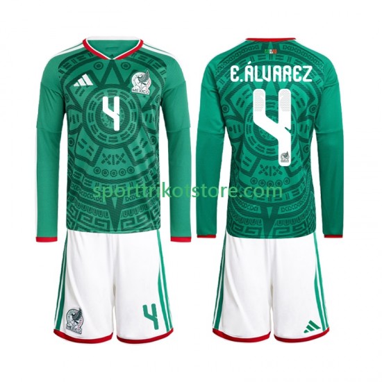 Mexiko Kinderset Heim trikot WM 2026 Langarm Edson Alvarez 4