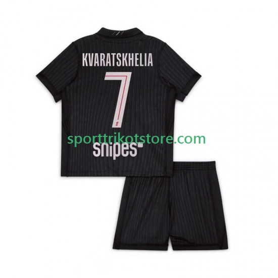 Paris Saint-Germain Kinderset Viertes trikot 2025-2026 Kurzarm Khvicha Kvaratskhelia 7