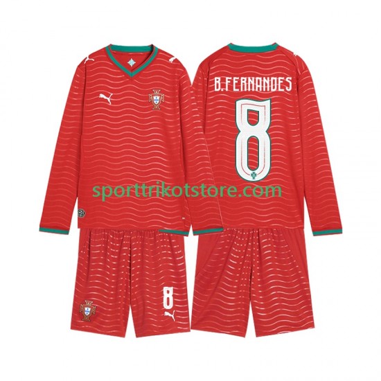 Portugal Kinderset Heim trikot WM 2026 Langarm Bruno Fernandes 8