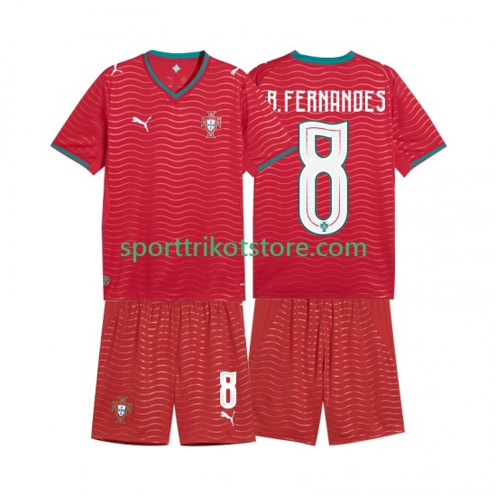 Portugal Kinderset Heim trikot WM 2026 Kurzarm Bruno Fernandes 8