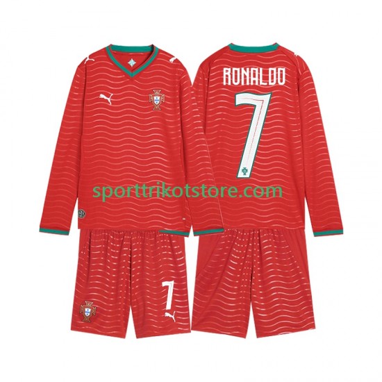 Portugal Kinderset Heim trikot WM 2026 Langarm Cristiano Ronaldo 7