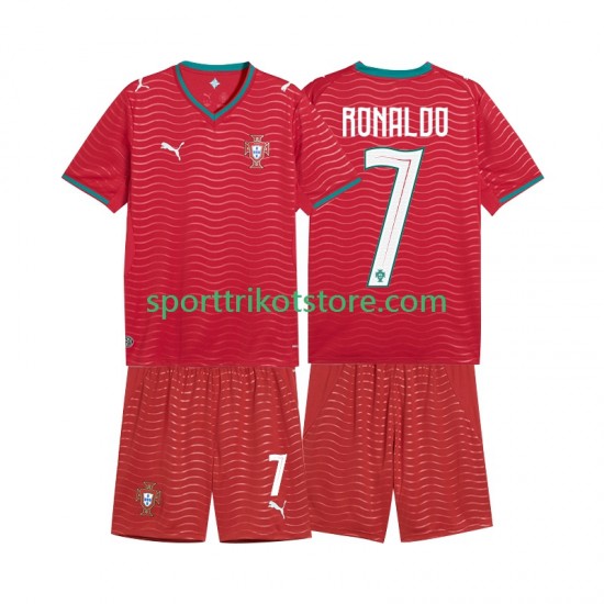 Portugal Kinderset Heim trikot WM 2026 Kurzarm Cristiano Ronaldo 7