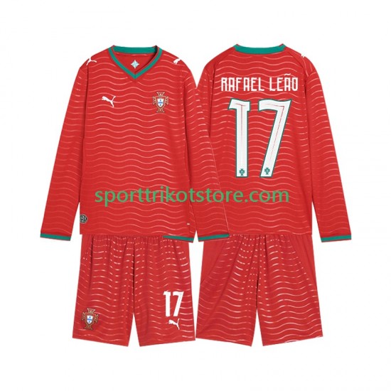 Portugal Kinderset Heim trikot WM 2026 Langarm Rafael Leao 17