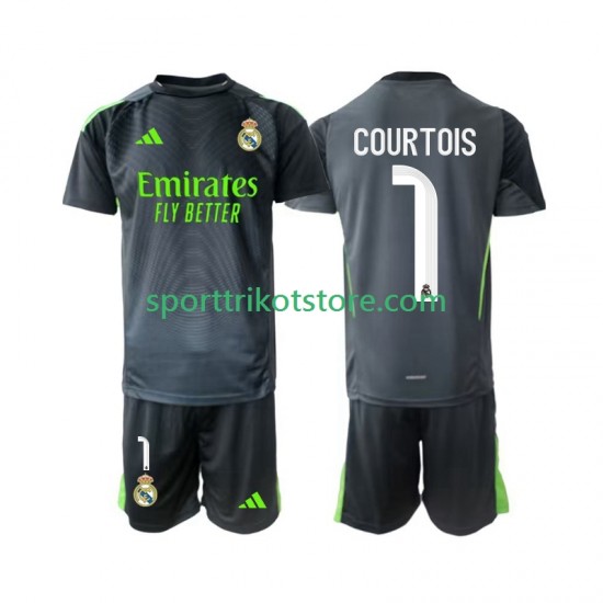 Real Madrid Kinderset Ausweich trikot 2025-2026 Kurzarm Torwart Thibaut Courtois 1