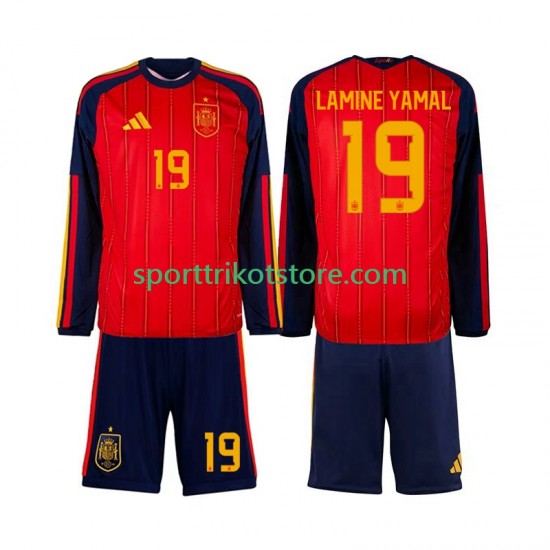 Spanien Kinderset Heim trikot WM 2026 Langarm Lamine Yamal 19
