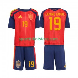 Spanien Kinderset Heim trikot WM 2026 Kurzarm Lamine Yamal 19
