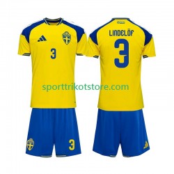 Schweden Kinderset Heim trikot 2026 Kurzarm Victor Lindelof 3