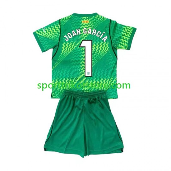 FC Barcelona Kinderset Heim trikot 2026-2027 Kurzarm Torwart Joan Garcia 1