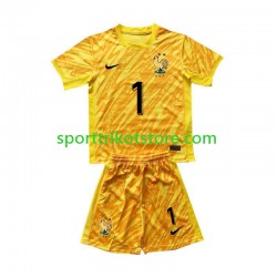 Frankreich Kinderset Gelb Heim trikot Euro 2024 Kurzarm Torwart Hugo Lloris 1