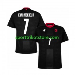 Herren Schwarz Auswärts trikot Euro 2024 Kurzarm Georgia Kvaratskhelia 7