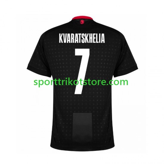 Herren Schwarz Auswärts trikot Euro 2024 Kurzarm Georgia Kvaratskhelia 7