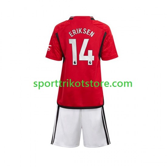 Manchester United Kinderset Heim trikot 2023-2024 Kurzarm Eriksen 14