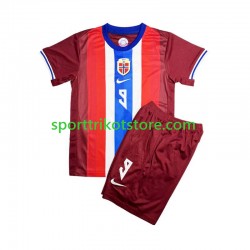 Norwegen Kinderset Rot Heim trikot 2024 Kurzarm Erling Haaland 9