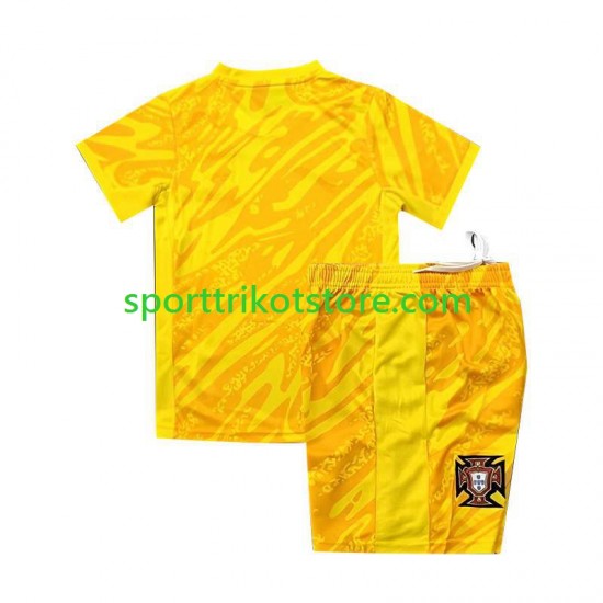 Portugal Kinderset Gelb Heim trikot Euro 2024 Kurzarm Torwart