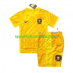 Portugal Kinderset Gelb Heim trikot Euro 2024 Kurzarm Torwart