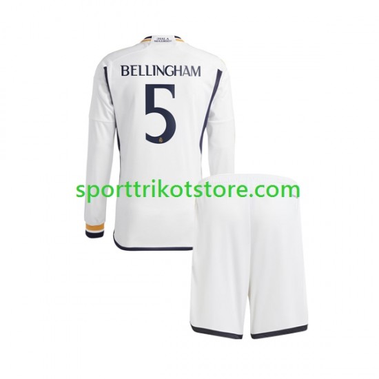 Real Madrid Kinderset Heim trikot 2023-2024 Langarm Jude Bellingham 5