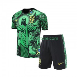 Brasilien Kinderset Grün Heim 2024-2025 Kurzarm JESUS Football Shirts