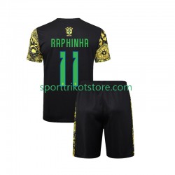 Brasilien Kinderset Heim trikot 2024 Kurzarm RAPHINHA 11 Jesus