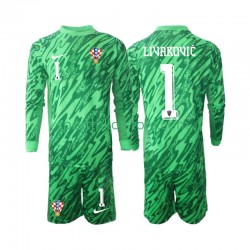 Kroatien Kinderset Auswärts trikot 2024 Langarm Torwart DOMINIK LIVAKOVIC 1