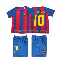 Retro FC Barcelona Kinderset Heim trikot 2004 Kurzarm RONALDINHO 10