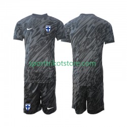 Finnland Kinderset Heim trikot 2024 Kurzarm Torwart