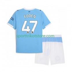 Manchester City Kinderset Heim trikot 2025-2026 Kurzarm Phil Foden 47