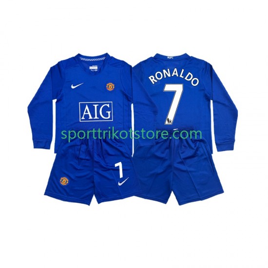 Retro Manchester United Kinderset Auswärts trikot 2008 Langarm Cristiano Ronaldo 7 Retro Manchester United Kinderset Auswärts trikot 2008 Langarm Cristiano Ronaldo 7