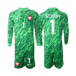 Polen Kinderset Ausweich trikot 2024 Langarm Torwart Szczesny 1