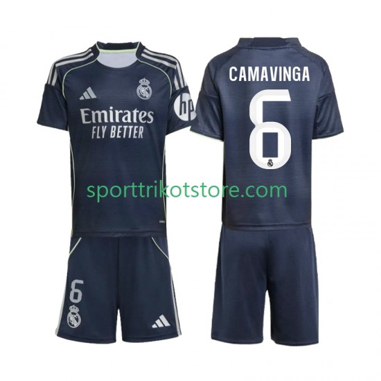 Real Madrid Kinderset Auswärts trikot 2025-2026 Kurzarm Camavinga 6 Real Madrid Kinderset Auswärts trikot 2025-2026 Kurzarm Camavinga 6