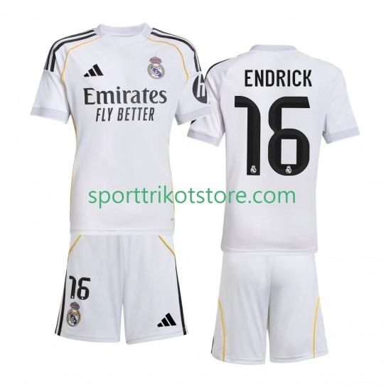 Real Madrid Kinderset Heim trikot 2025-2026 Kurzarm Endrick 16 Real Madrid Kinderset Heim trikot 2025-2026 Kurzarm Endrick 16