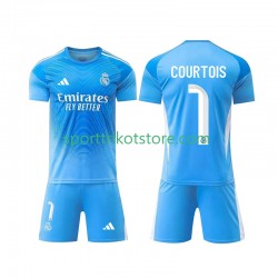 Real Madrid Kinderset Heim trikot 2025-2026 Kurzarm Torwart Thibaut Courtois 1
