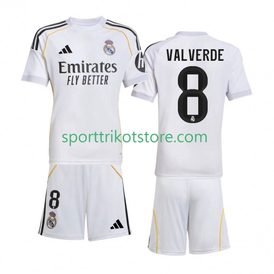 Real Madrid Kinderset Heim trikot 2025-2026 Kurzarm Valverde 8 Real Madrid Kinderset Heim trikot 2025-2026 Kurzarm Valverde 8