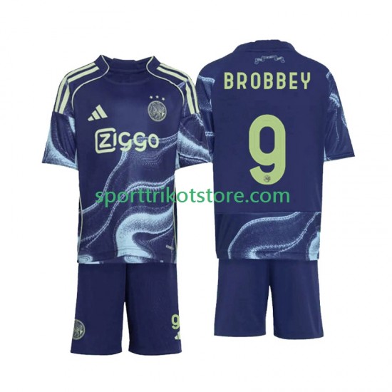 Ajax Amsterdam Kinderset Auswärts trikot 2025-2026 Kurzarm Brian Brobbey 9