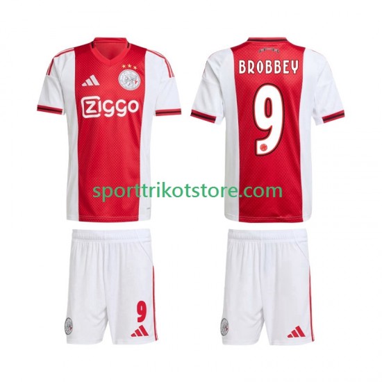 Ajax Amsterdam Kinderset Heim trikot 2025-2026 Kurzarm Brian Brobbey 9