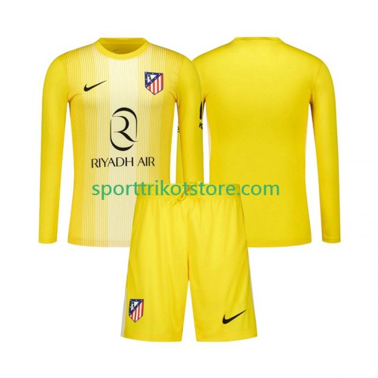 Atlético Madrid Kinderset Heim trikot 2025-2026 Langarm Torwart