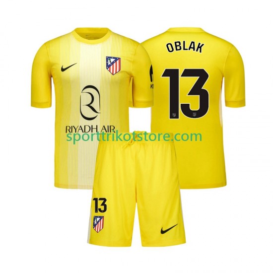 Atlético Madrid Kinderset Heim trikot 2025-2026 Kurzarm Torwart Jan Oblak 13