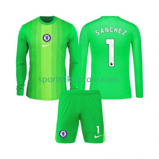 Chelsea Kinderset Auswärts trikot 2025-2026 Langarm Torwart Robert Sanchez 1