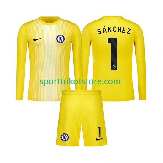 Chelsea Kinderset Ausweich trikot 2025-2026 Langarm Torwart Robert Sanchez 1