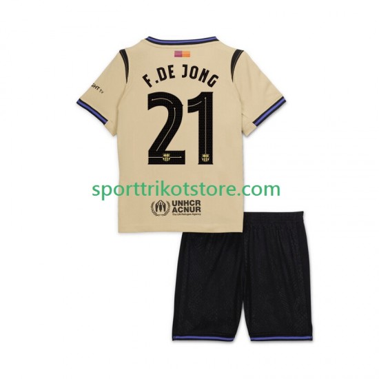 FC Barcelona Kinderset Auswärts trikot 2025-2026 Kurzarm Frenkie de Jong 21 UCL