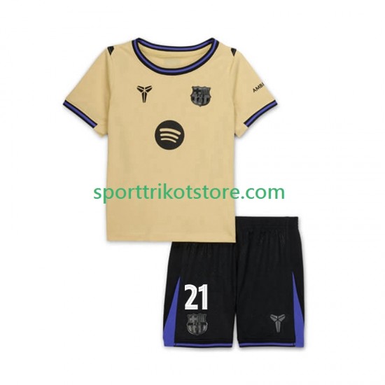 FC Barcelona Kinderset Auswärts trikot 2025-2026 Kurzarm Frenkie de Jong 21 UCL