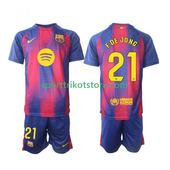 FC Barcelona Kinderset Heim trikot 2025-2026 Kurzarm Frenkie de Jong 21