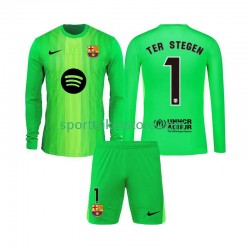 FC Barcelona Kinderset Heim trikot 2025-2026 Langarm Torwart Ter Stegen 1