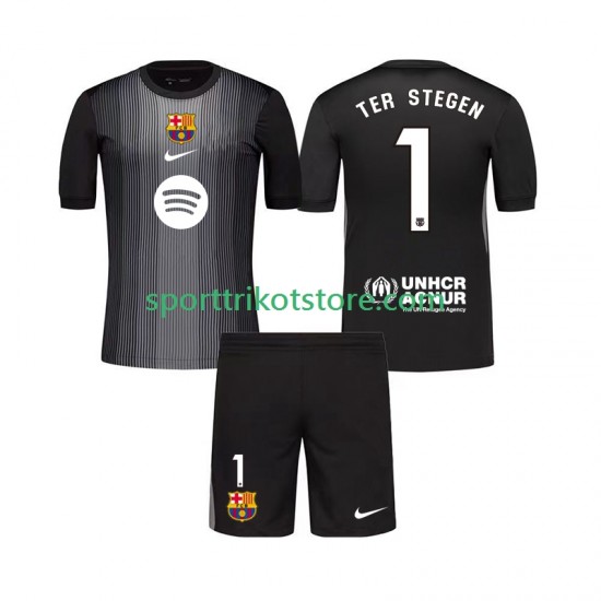 FC Barcelona Kinderset Ausweich trikot 2025-2026 Kurzarm Torwart Ter Stegen 1